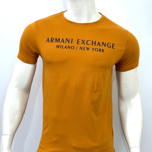 ARMANI EXCHANGE PRINTED GRAPHIC T-SHIRT - MUSTARD